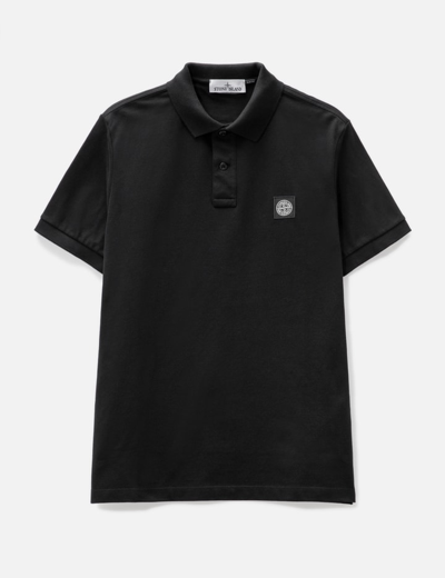 Stone Island Stretch Cotton Polo Shirt In Black