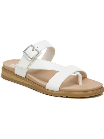 Dr. Scholl's Shoes Island Dream Womens Metallic Thong Slide Sandals In White