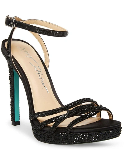 Betsey Johnson Sbadde Womens Embellished Ankle Strap Pumps In Black