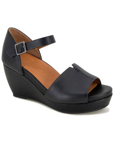 Gentle Souls By Kenneth Cole Vera Leather Wedge Sandal In Black