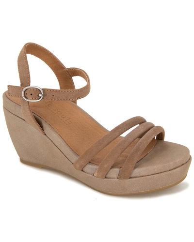 Gentle Souls By Kenneth Cole Viki Leather Wedge Sandal In Luggage