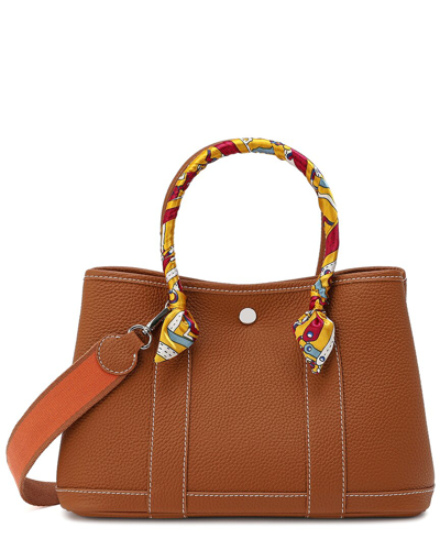 Tiffany & Fred Top-grain Leather Satchel In Brown
