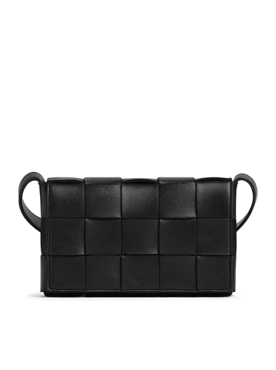 Bottega Veneta Woven Leather Crossbody Shoulder Bag In Black