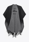 FERRAGAMO 1972 WOOL CASHMERE FRINGED CAPE