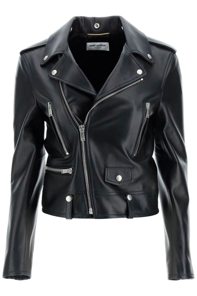 Saint Laurent Black Color Leather Biker Jacket