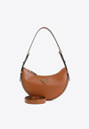 Prada Arqué Shoulder Bag In Calf Leather In Brown