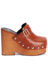 Ami Alexandre Mattiussi 120mm Leather Platform Clogs In Brown