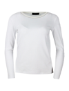 FABIANA FILIPPI LONG-SLEEVED CREW-NECK T-SHIRT IN RIBBED COTTON JERSEY WITH KNIT COLLAR AND EMBELLISHED WITH A SHINY