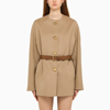 Prada Belted Wool Coat In Brown