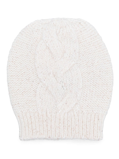 Peserico Sequin-embellished Knitted Beanie In Weiss