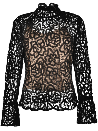 Twinset Double-layer Lace Blouse In Black