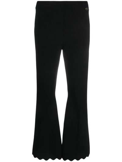 Twinset Flared Scallop-trim Trousers In Black