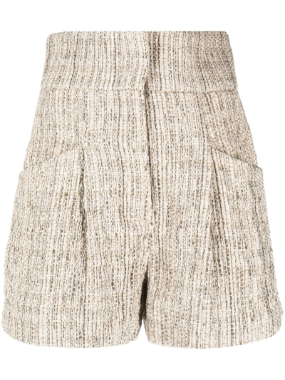 Iro Saphio Tweed Shorts In Pearl Grey