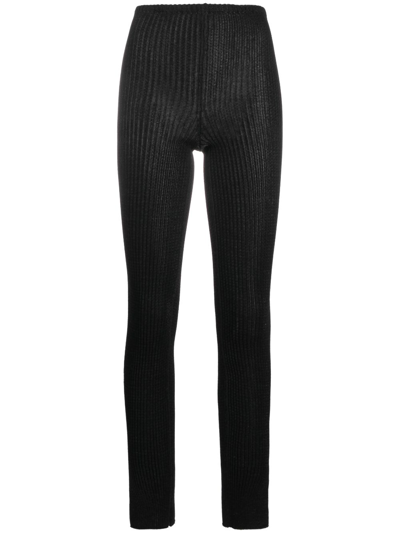 A. Roege Hove Black Emma Ribbed-knit Leggings