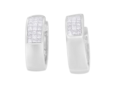 Haus Of Brilliance 14k White Gold 1 1/8 Cttw Princess And Round Cut Diamond Huggie Earrings