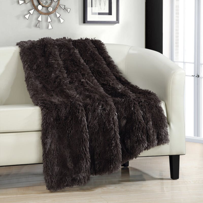 Chic Home Design Juneau Throw Blanket Cozy Super Soft Ultra Plush Decorative Shaggy Faux Fur With Mi In Brown