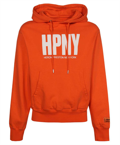 Heron Preston Logo-print Cotton Hoodie In Orange