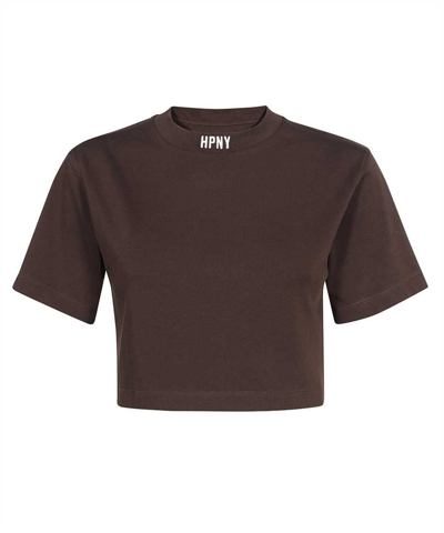 Heron Preston Hpny Embroidered Crop T-shirt In Brown