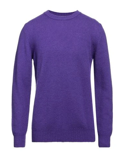 Molo Eleven Man Sweater Purple Size Xxl Wool, Polyamide In Purple
