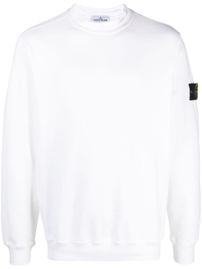 Stone Island Compass-motif Stretch-cotton Sweatshirt In White
