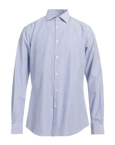 Siviglia Man Shirt Navy Blue Size 17 ½ Cotton, Polyester In Navy Blue