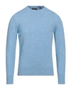 +39 Masq Man Sweater Light Blue Size 40 Wool In Blue
