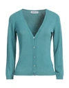 Pianurastudio Woman Cardigan Turquoise Size S Viscose, Acrylic, Elastane In Blue