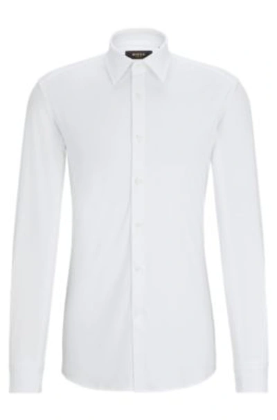 Hugo Boss Slim-fit Shirt In A Cotton Blend In White