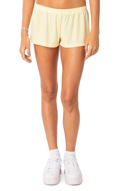 Edikted Women's Irene Low Rise Pointelle Micro Shorts In Yellow