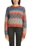 Acne Studios Rusilla Pixel Gradient Wool & Alpaca Blend Sweater In Brown Blue Multi
