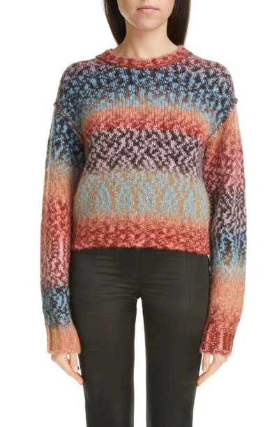 Acne Studios Rusilla Pixel Gradient Wool & Alpaca Blend Sweater In Brown Blue Multi