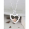 POM STERLING SILVER AND ROSE GOLD DOUBLE HEART NECKLACE