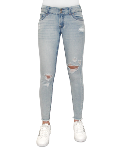 Almost Famous Juniors' High-rise Destructed Skinny Jeans In Light Wash