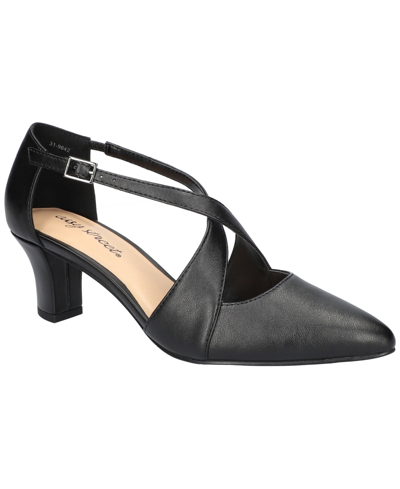 Easy Street Elegance Womens Faux Leather Pointed Toe Pumps In Black