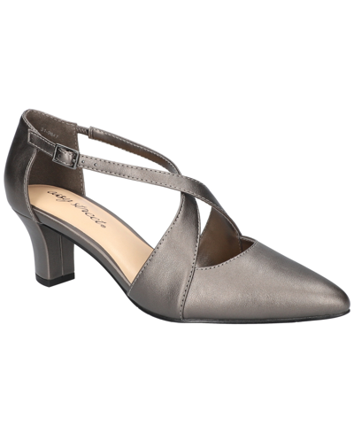 Easy Street Women's Elegance Cross Strap Front Pumps In Pewter