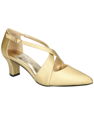 Easy Street Women's Elegance Cross Strap Front Pumps In Gold Satin