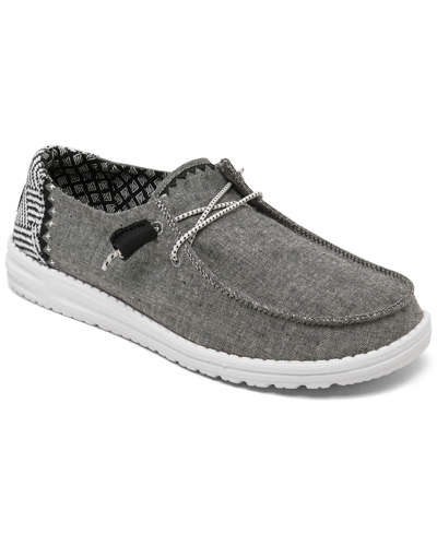Hey Dude Big Girls Wendy Chambray Woven Casual Sneakers From Finish Line In Charcoal