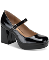 Sun + Stone Vaneciaa Womens Round Toe Slip On Mary Jane Heels In Black Patent