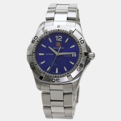 Pre-owned Tag Heuer Blue Stainless Steel Aquaracer Waf111f Men's Wristwatch 39 Mm