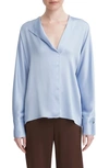 Vince Dolman Sleeve Silk Top In Light Pacific