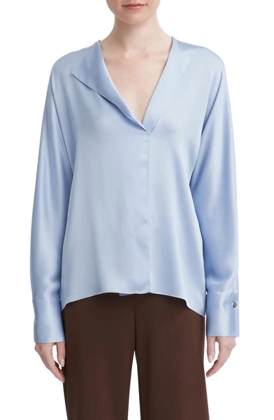 Vince Dolman Sleeve Silk Top In Pacific Opal