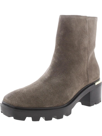 Nine West Remmie Womens Suede Square Toe Ankle Boots In Brown