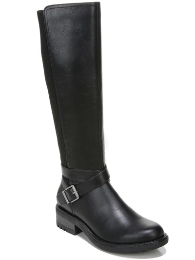 Lifestride Xandywc Womens Faux Leather Knee High Riding Boots In Black