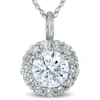 Pompeii3 3/4 Ct Tw Round Cut Diamond Halo Solitaire Pendant 14k White Gold Necklace In Multi