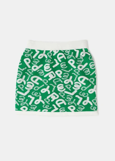 Pearly Gates Green Logo Pattern Knit Skirt
