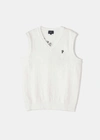 PEARLY GATES PEARLY GATES WHITE PG LOGO KNITTED COTTON V-NECK KNIT VEST