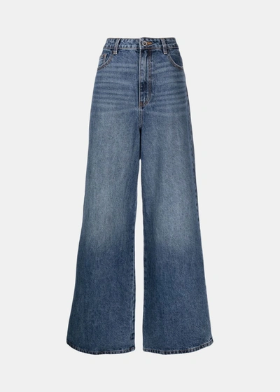 Self-portrait Wide-leg Jeans In Blue