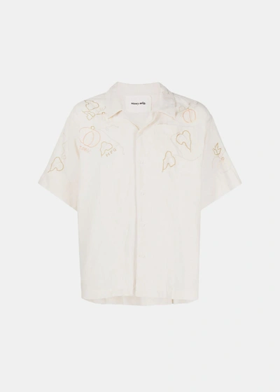 Story Mfg. Greetings Embroidered Cotton-blend Shirt In Pumpkin Hand Embroidery