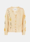 Story Mfg. Yellow Twinsun Appliqué-detailing Cardigan In Lemon Stairs