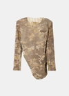 Uma Wang Karaoke Cut-out Long-sleeve Top In Brown/tan